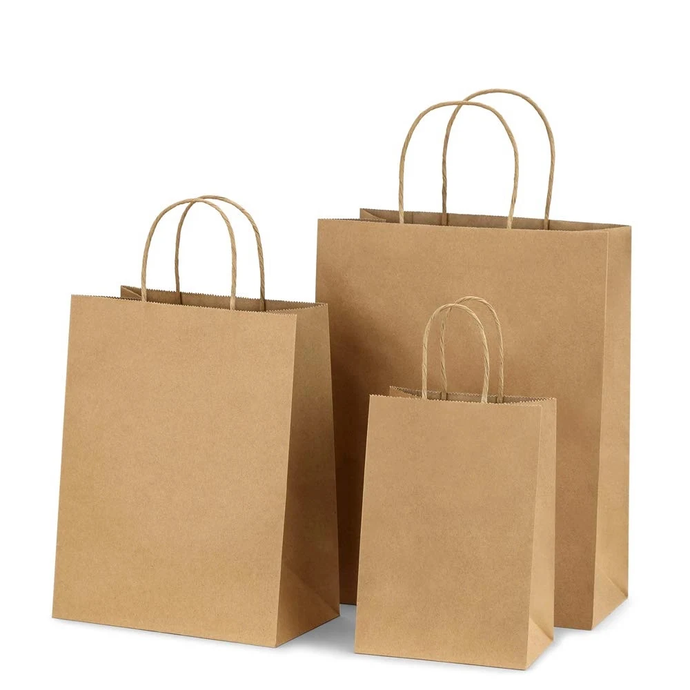 Brown Kraft Paper Bag With Handles Rush Service 1