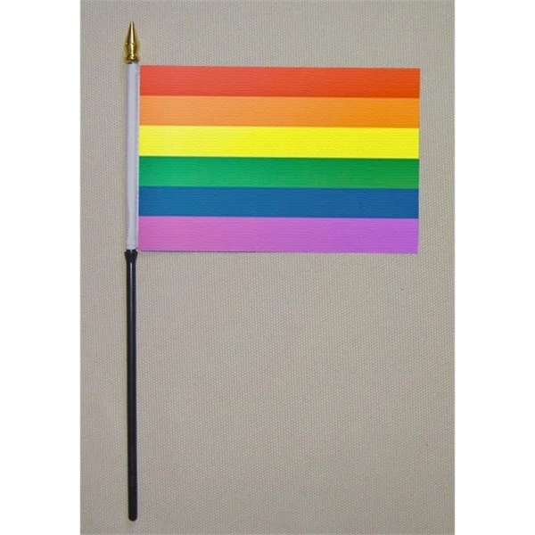 LGBT Rainbow Hand Held Stick Flag, size 4" x 6" 1