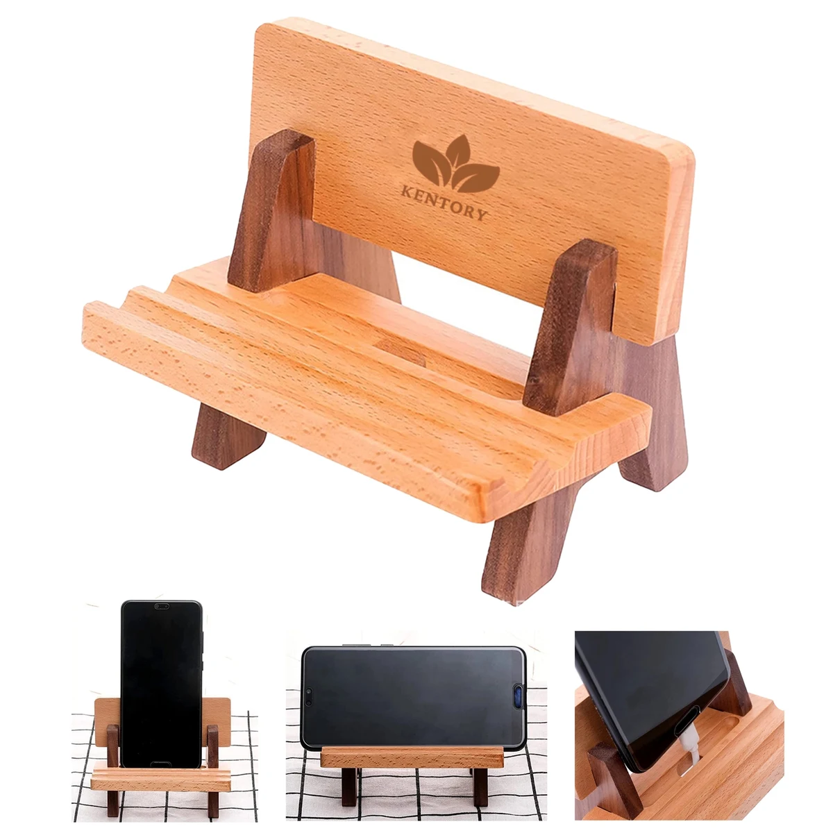 Bamboo Wooden Smart Phone Desktop Dock Holder 1