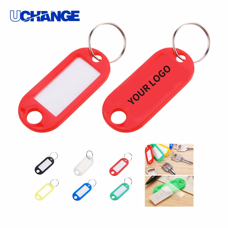 Plastic Keychain Label Holder with Writable Insert 2"