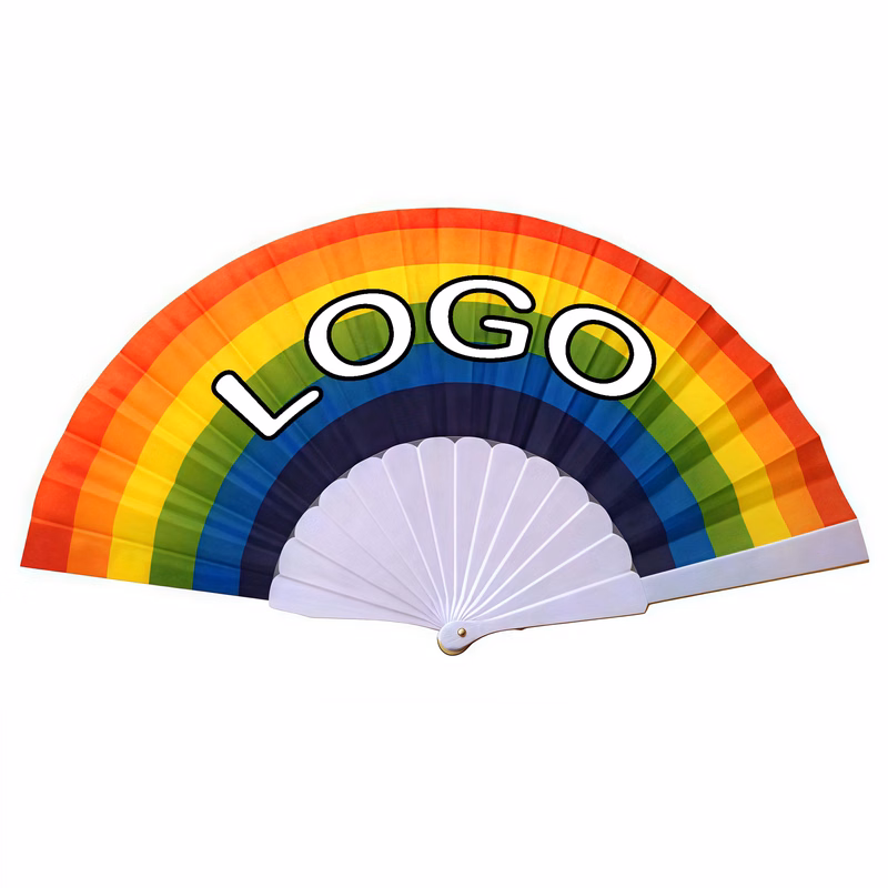 Custom Logo Rainbow Folding Fan - Perfect Promotional Gift