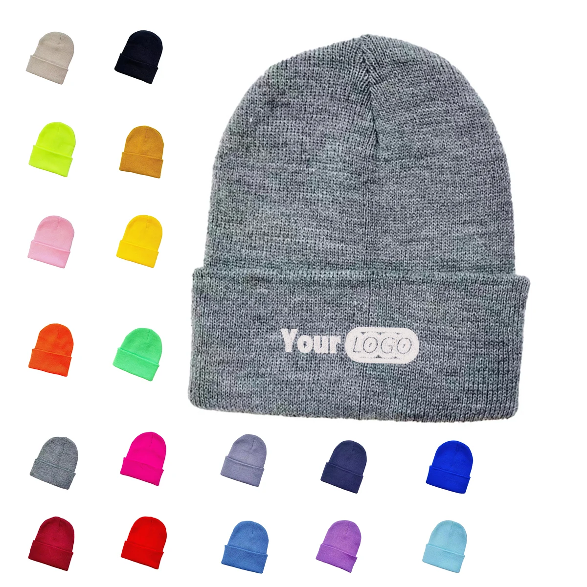 Acrylic Cuffed Knit Winter Hat 1
