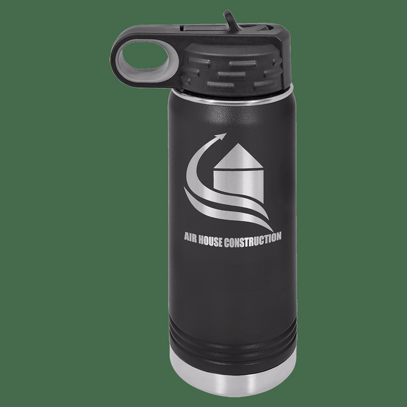 20 oz. Black Laser Engraved Polar Camel Water Bottles