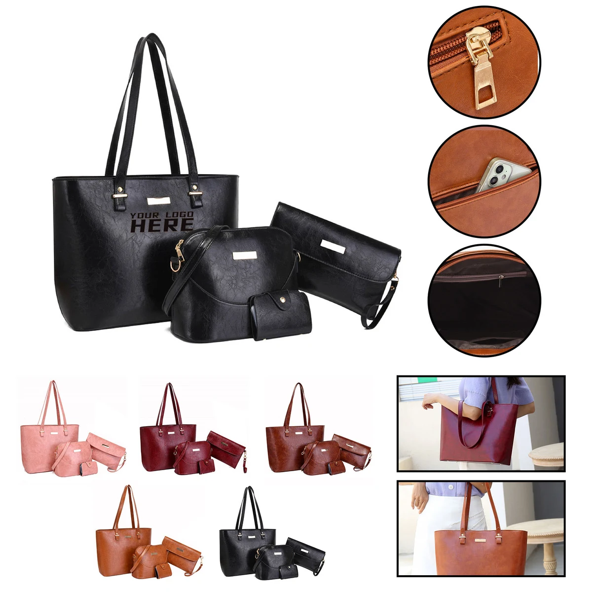 Women Handbags Wallet Tote Shoulder Bag Set 4PCS 1