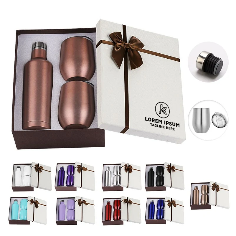 Luxury Stainless Steel Wine Gift Set 17oz. Bottle 12oz. Mugs 1