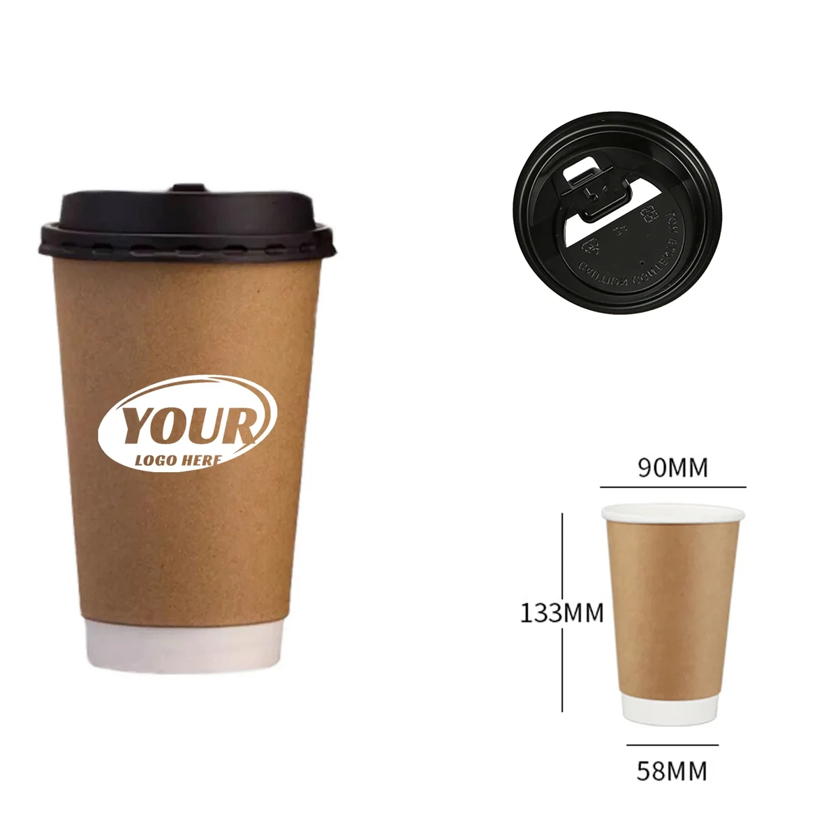 16oz Disposable Double-wall Coffee Cup with Lid 1