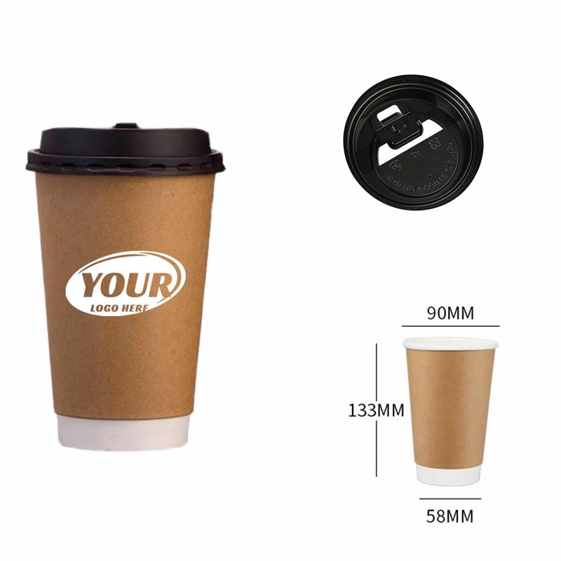 16oz Disposable Double-wall Coffee Cup with Lid