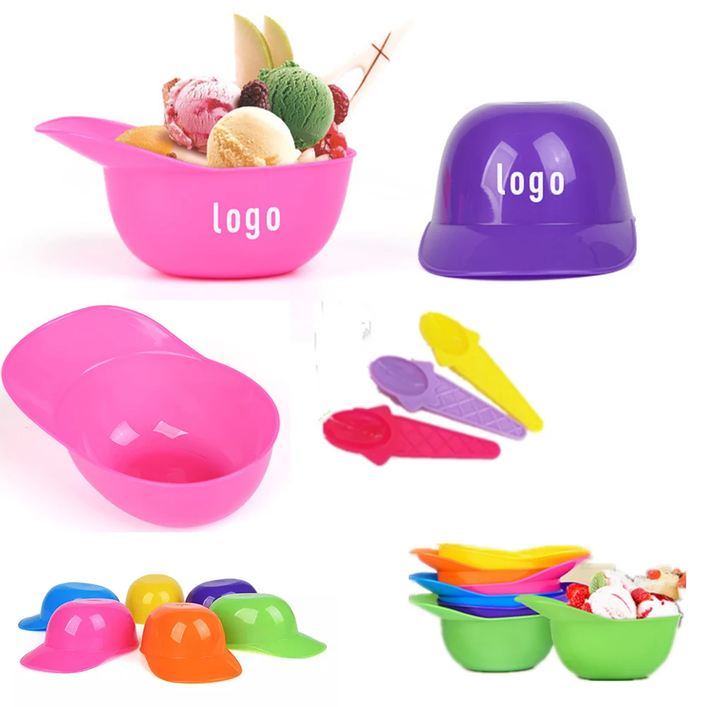 Plastic Hat-shaped Ice-cream Bowl With Spoon 1
