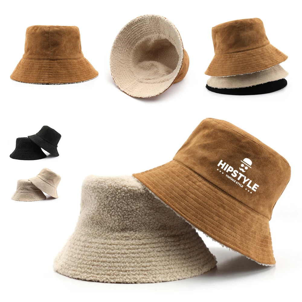 Reversible Suede & Sherpa Fleece Bucket Hat 1