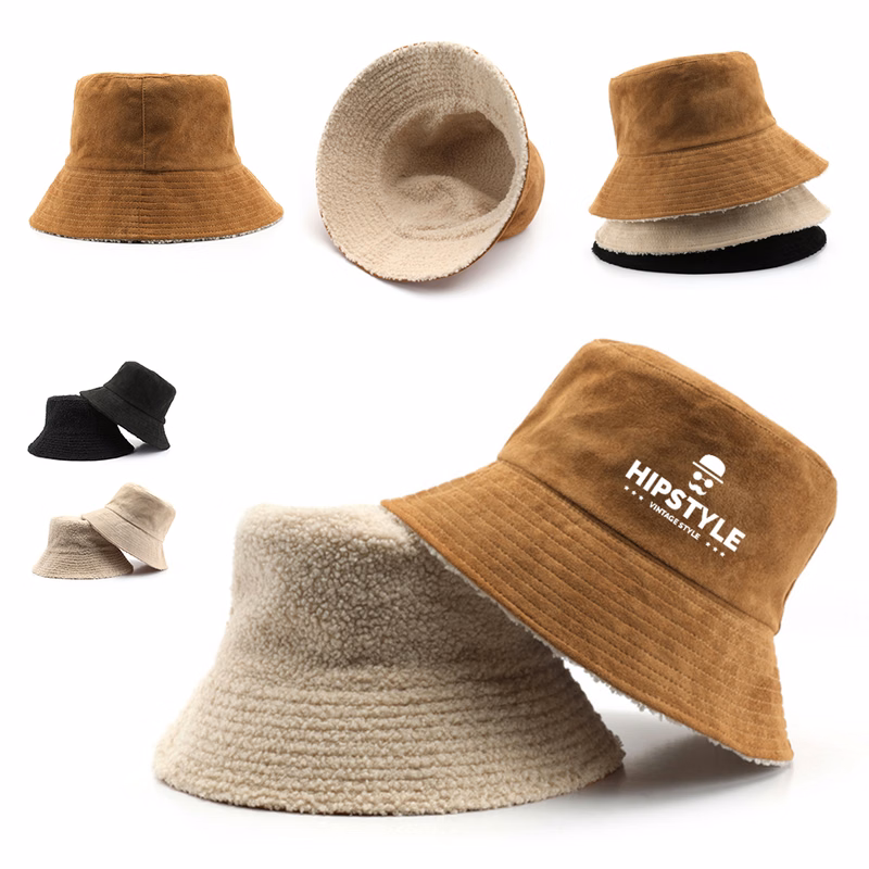 Reversible Suede & Sherpa Fleece Bucket Hat