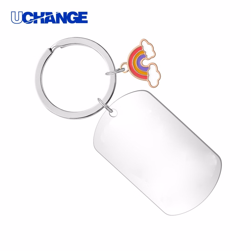 Stainless Steel Key Tag Keychain 3 1/5 " x1 1/5 " x1/10 "Stainless Steel Key Tag