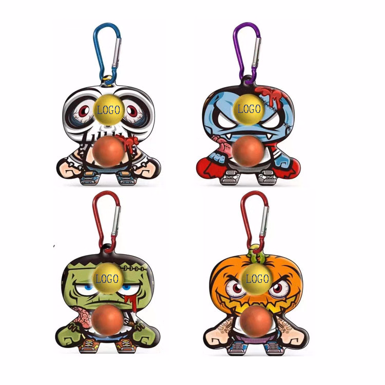 Halloween Push Pop Bubble Fidget Toy w/ Keychain for Children and Adult