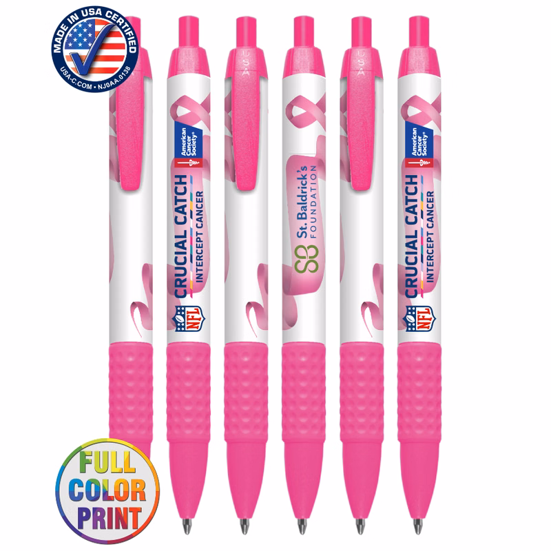 Union Printed, Certified USA Made "Breast Cancer" Click Grip