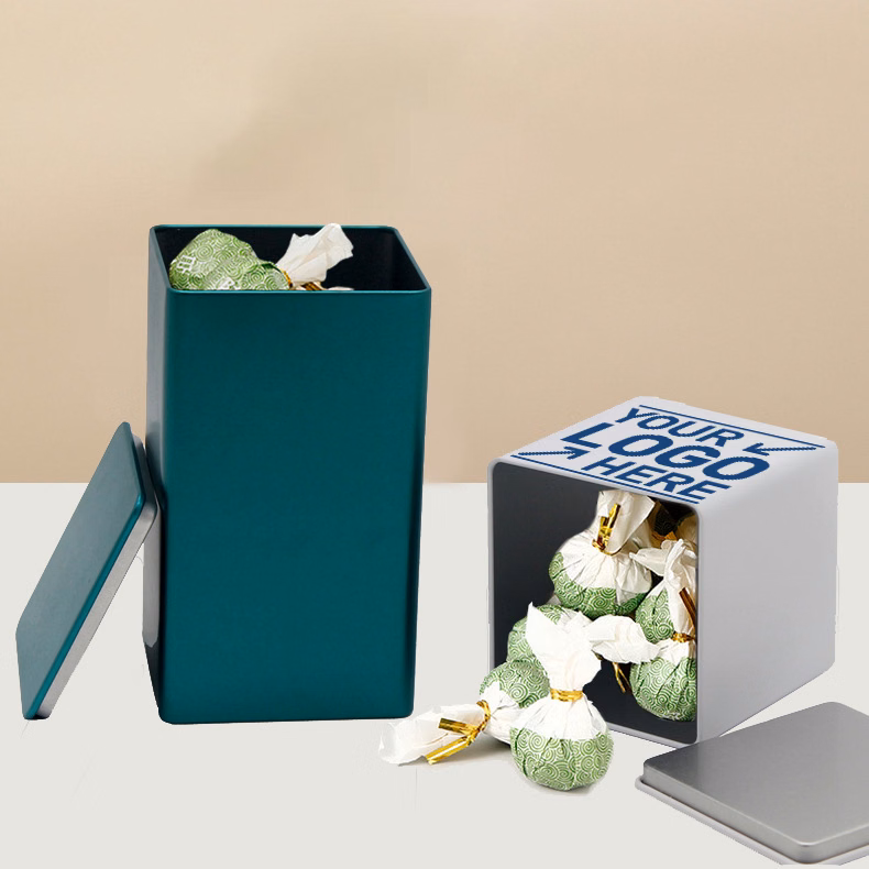 Small Tinplate Box / Square Tea Box