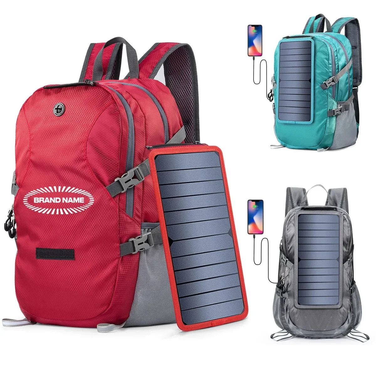 Portable Foldable Hiking Daypack Backpack with Solar Panel 1
