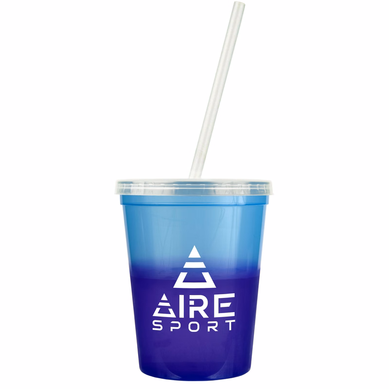 16oz Color Changing Stadium Cup with Lid and Straw