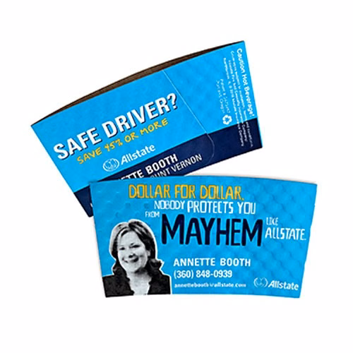 Large White "Clay Coated" Hot Cup Sleeves - Flexographic printed