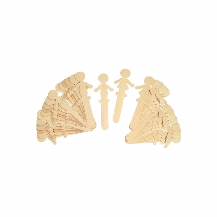 People Shaped Wood Craft Sticks - Assorted Designs