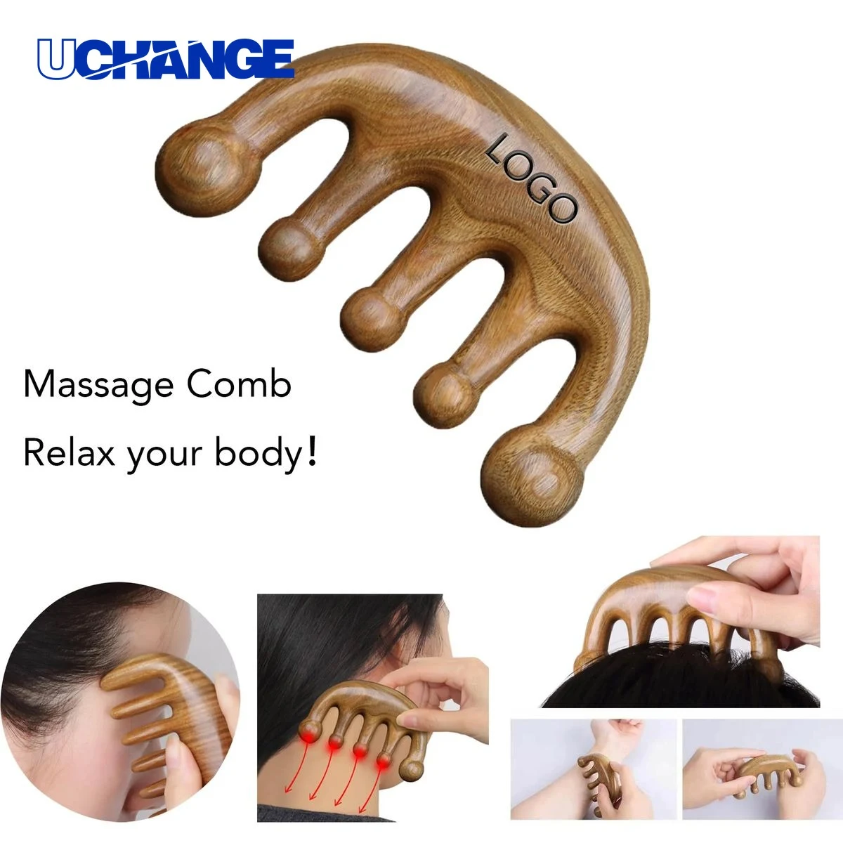 Natural Handmade Wood Massage Comb for Hair Care 1