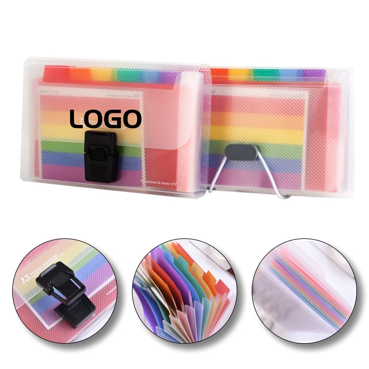 A6 Portable 13 Pocket Rainbow Expanding File Folder 1