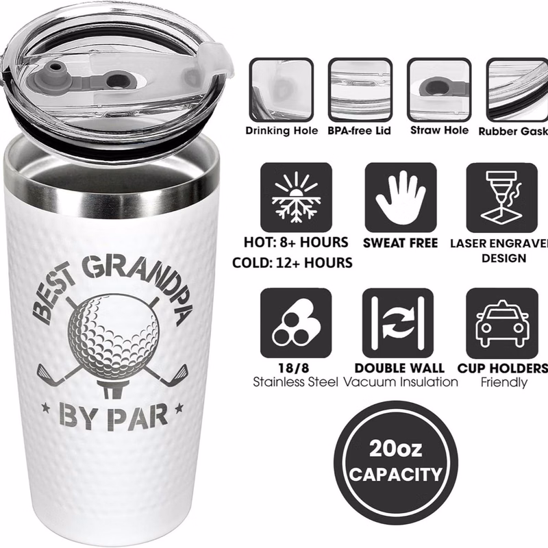 20 oz Golf Pattern Stainless Steel Tumbler