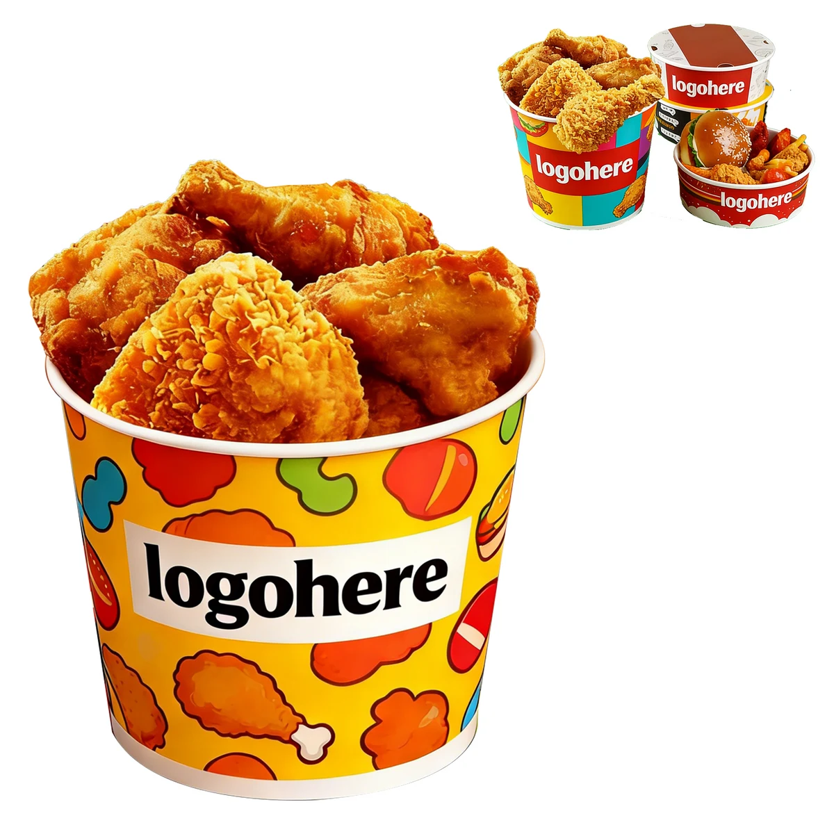 85 oz Custom Printed Eco Friendly Paper Chicken Buckets 1