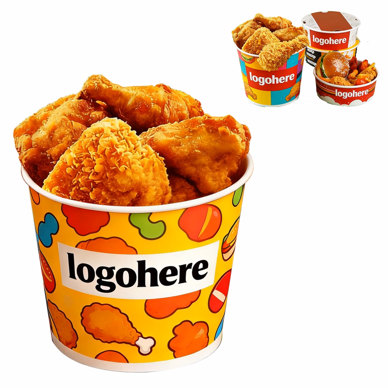 85 oz Custom Printed Eco Friendly Paper Chicken Buckets