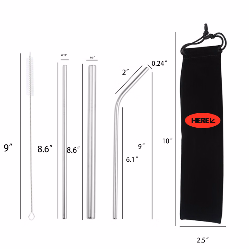 Straw Stainless Steel Cleaning Kit Reusable Metal Straws