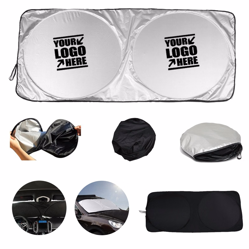 Foldable Double Circle Car Sunshade With Small Pocket