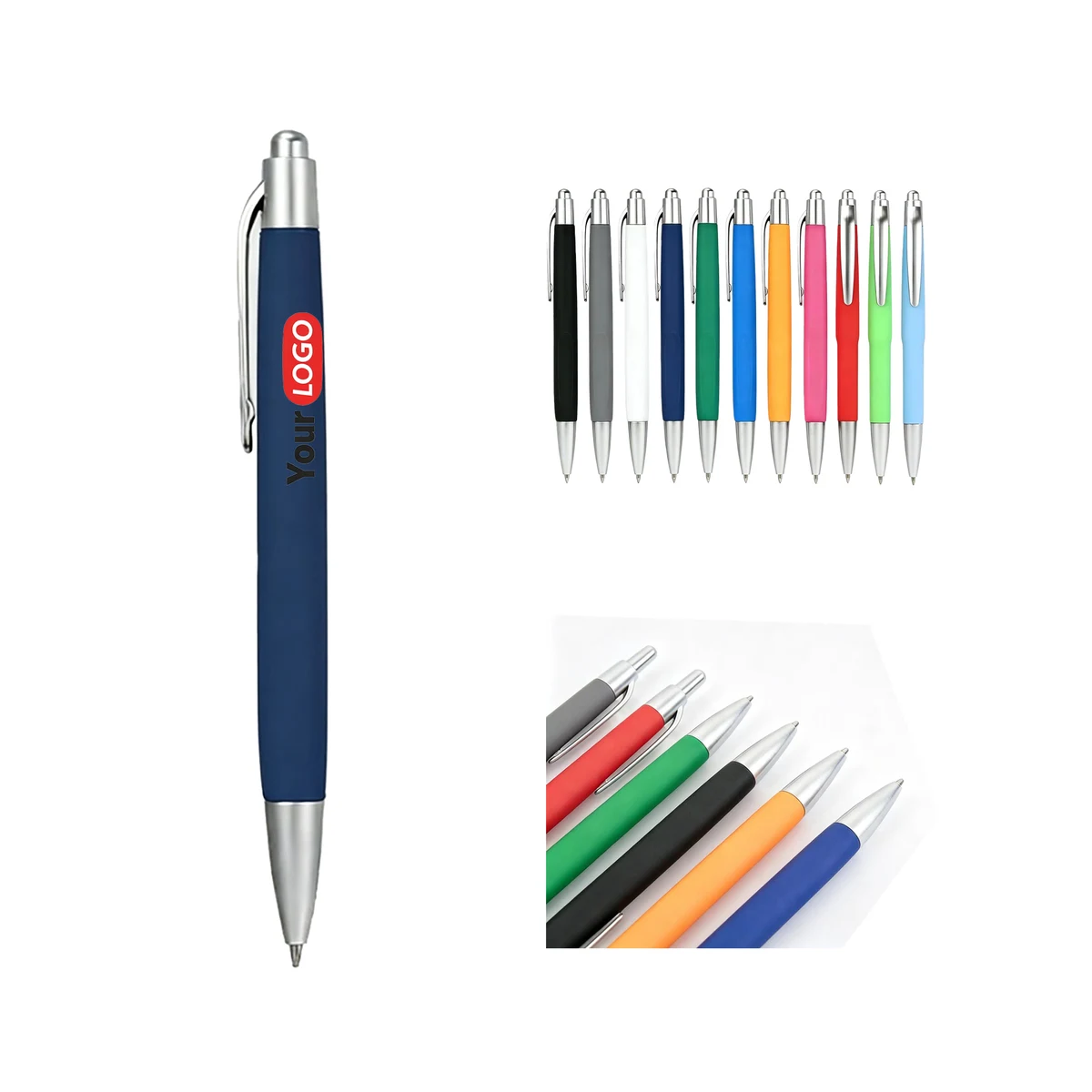 Promotional Custom Logo Retractable Plastic Ballpoint Pens, custom pen with logo imprint 1