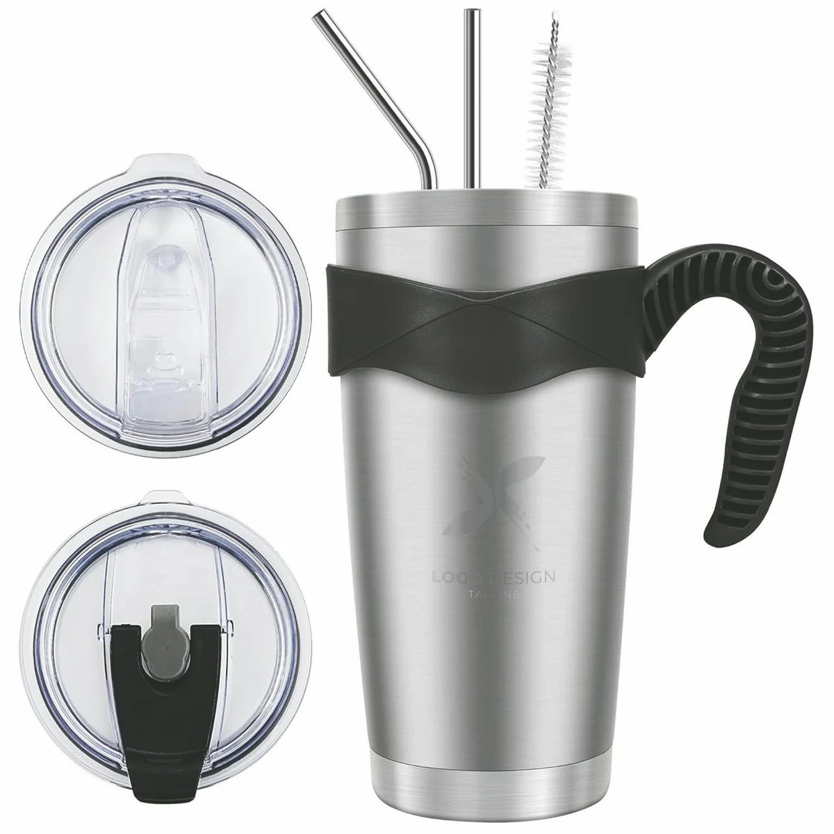 20oz Tumbler with 2 lids and 2 straws, Stainless Steel Vacuum Insulated Water Coffee Tumbler 1