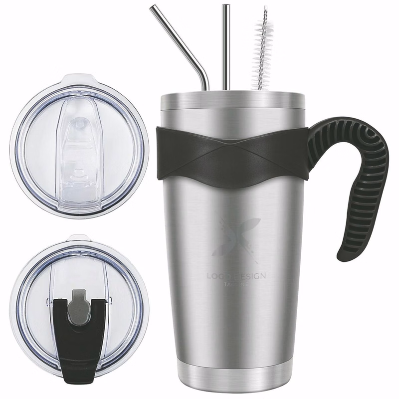 20oz Tumbler with 2 lids and 2 straws, Stainless Steel Vacuum Insulated Water Coffee Tumbler