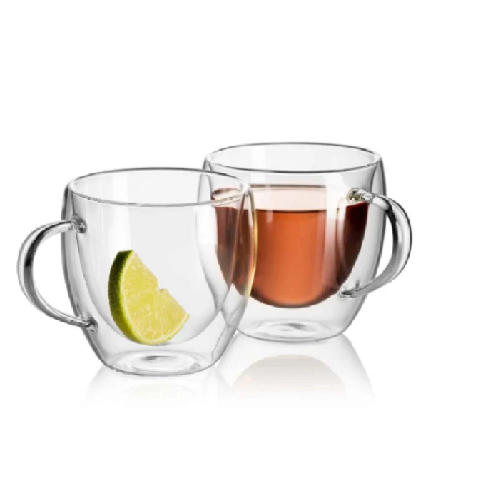 2.5oz Crystalite Double Wall Glass Coffee Mugs 1