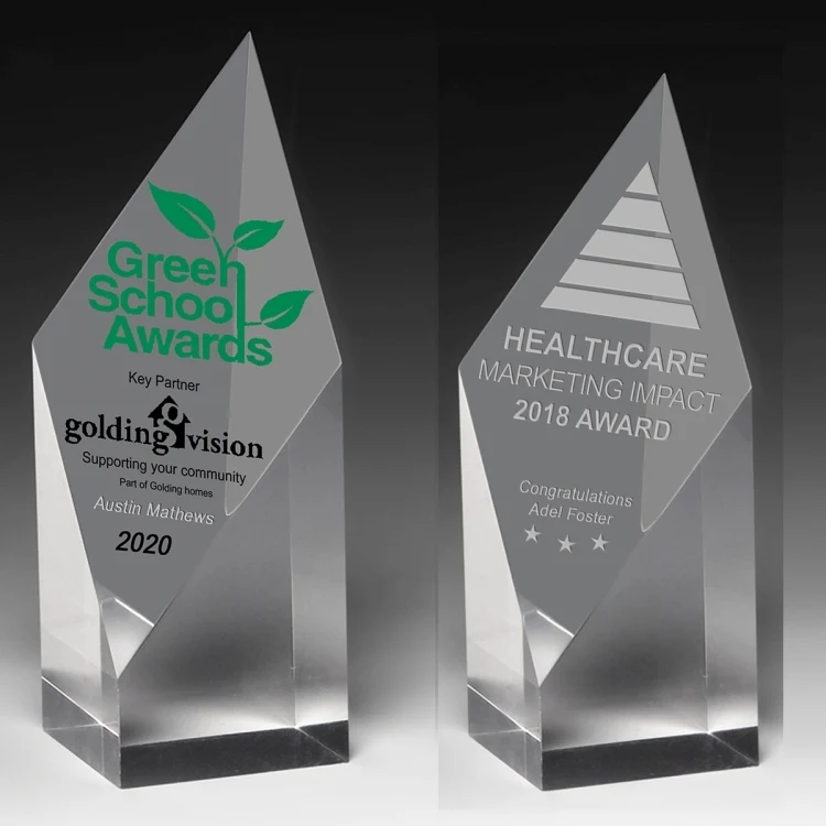 Diamond Obelisk Award (5 3/4" H x 2" L x 2" D) -Laser Engraved 1