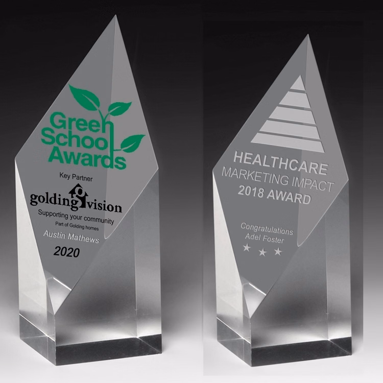 Diamond Obelisk Award (5 3/4" H x 2" L x 2" D) -Laser Engraved