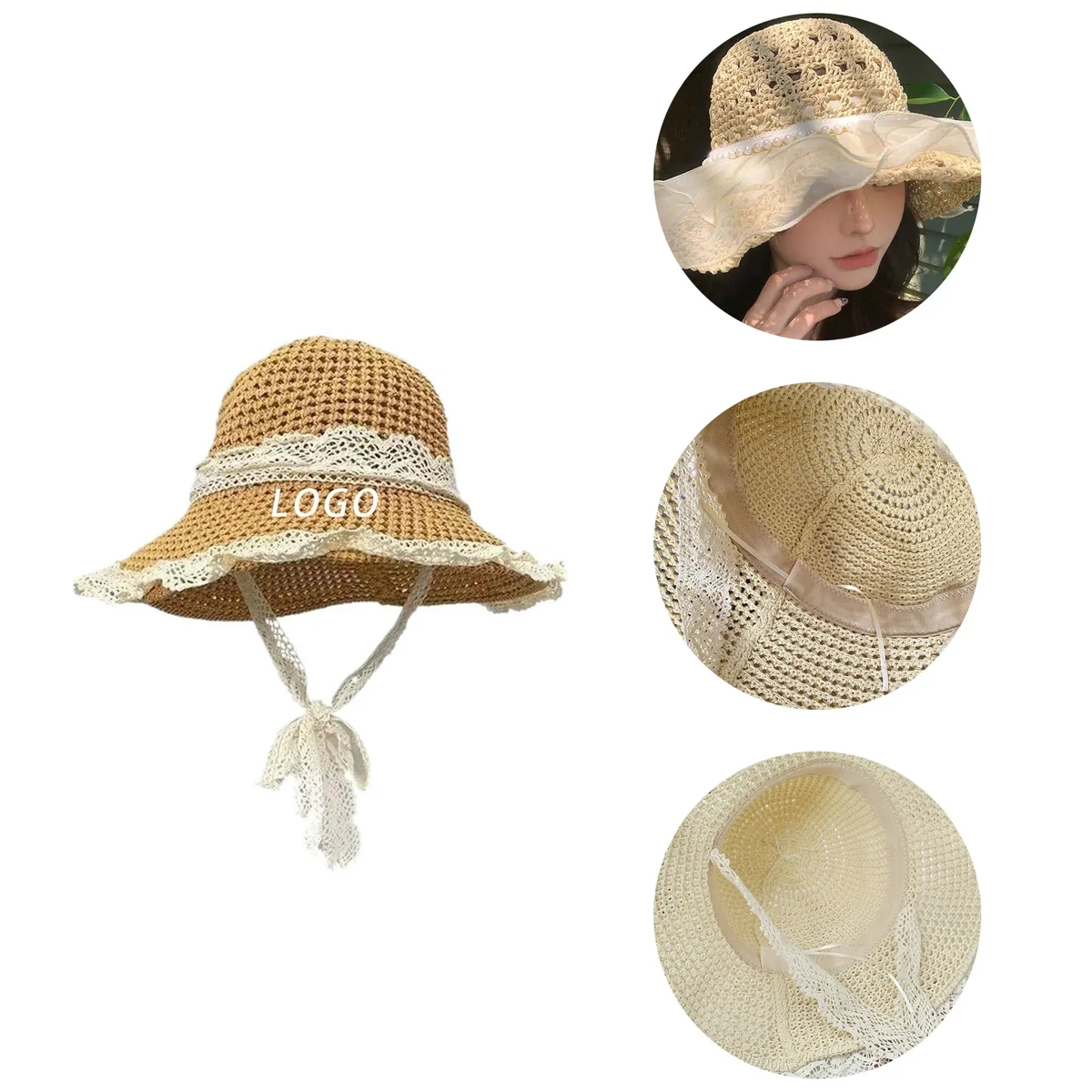 Beach Sun Hat With Logo For Beach, Travel, Activity 1