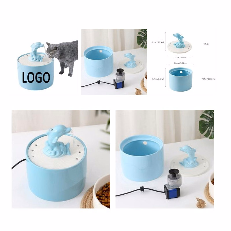 Custom 33 OZ. Ceramic Auto Running Pet Cat Water Fountain