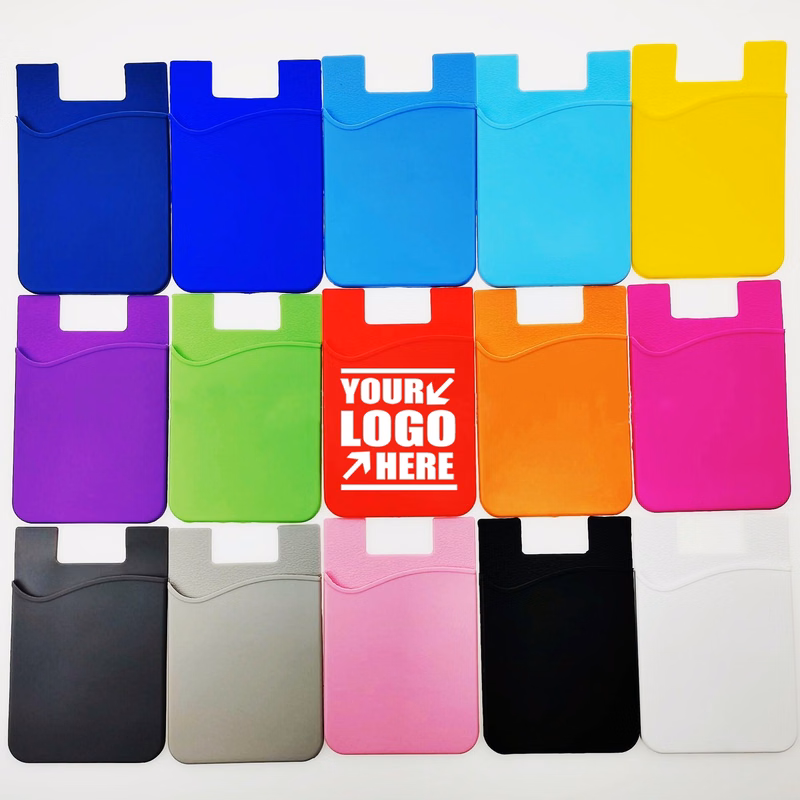 15 Colors Optional Silicone Card Holder Wallet With Adhesive Back