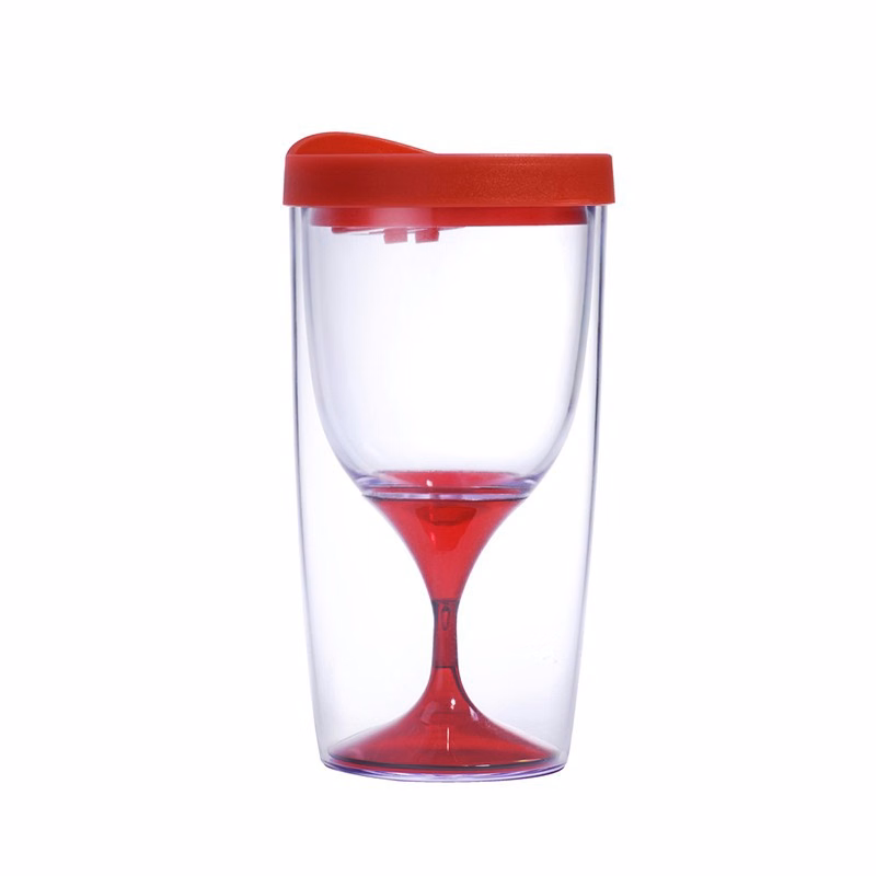 8oz Double-walled Transparent Plastic Wine Glass
