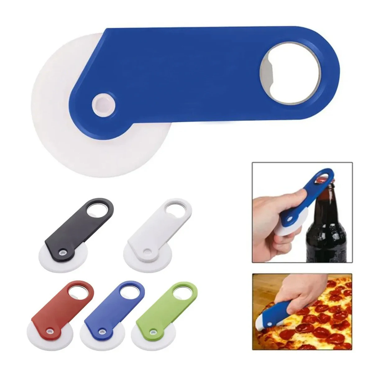 Printed Pizza Cutter with Bottle Opener 1