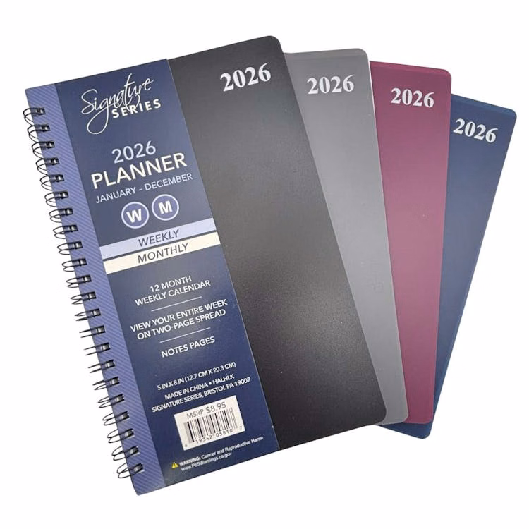 2026 Weekly / Monthly Planner - 5 x 8 Inches Assorted Colors