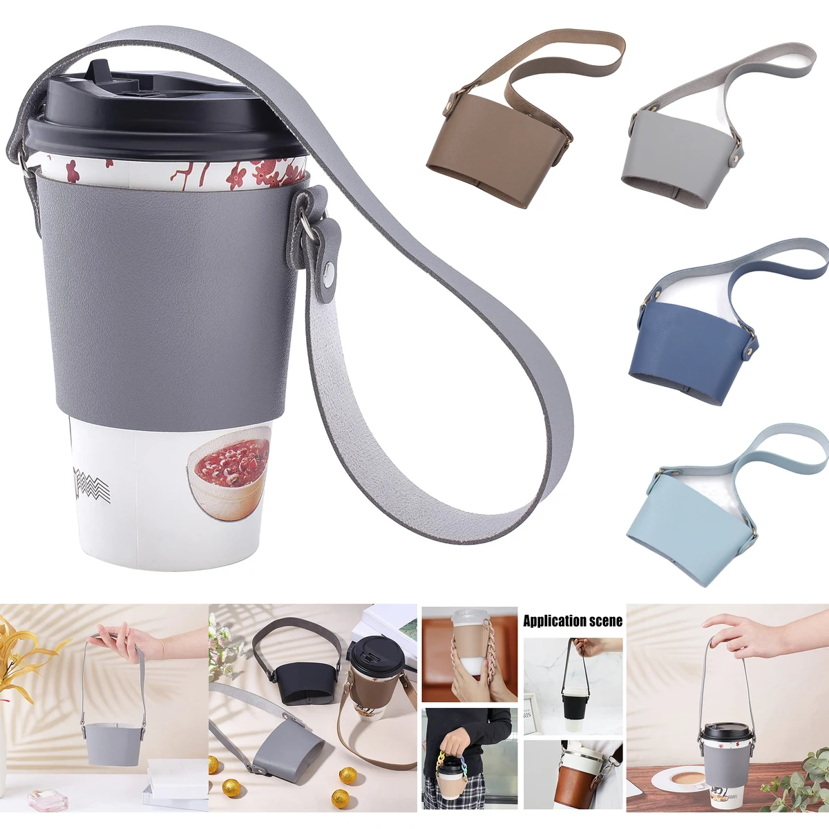 Leather Coffee Cup Holder with Handle 1