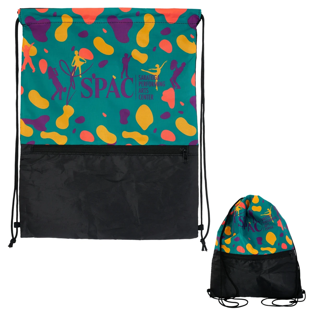 Full Color Zippered Drawstring Backpack 1