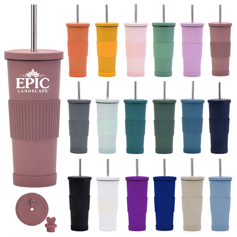 Straw Insulated Stainless Steel Tumbler with Lid 1