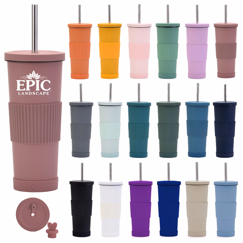 Straw Insulated Stainless Steel Tumbler with Lid
