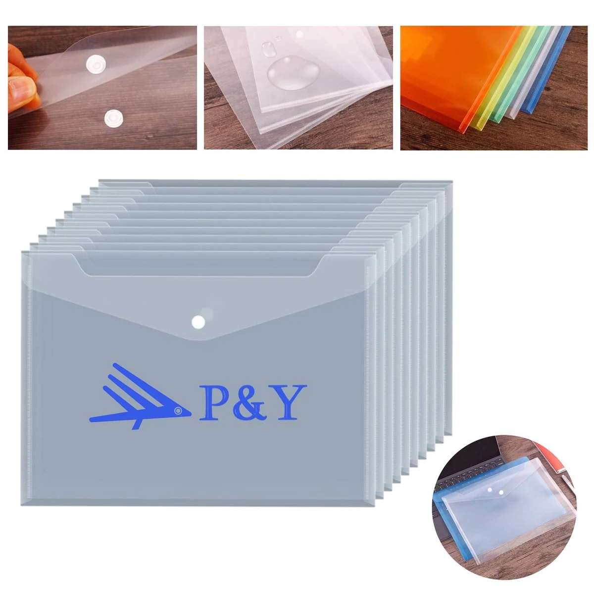 A4 Button File Folder – Transparent & Waterproof Design 1