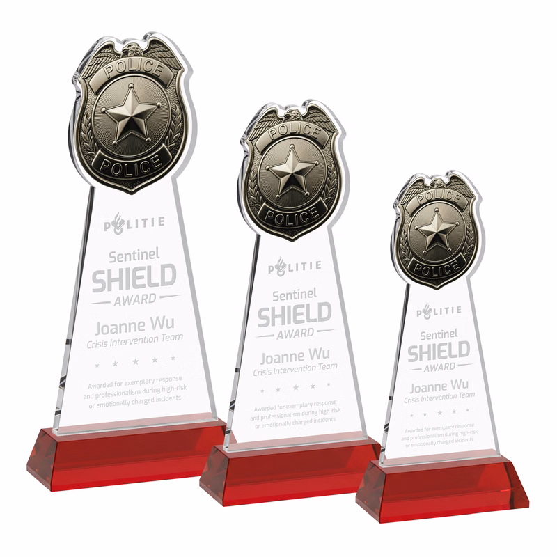 Police Badge Award on Hartford Base - Red