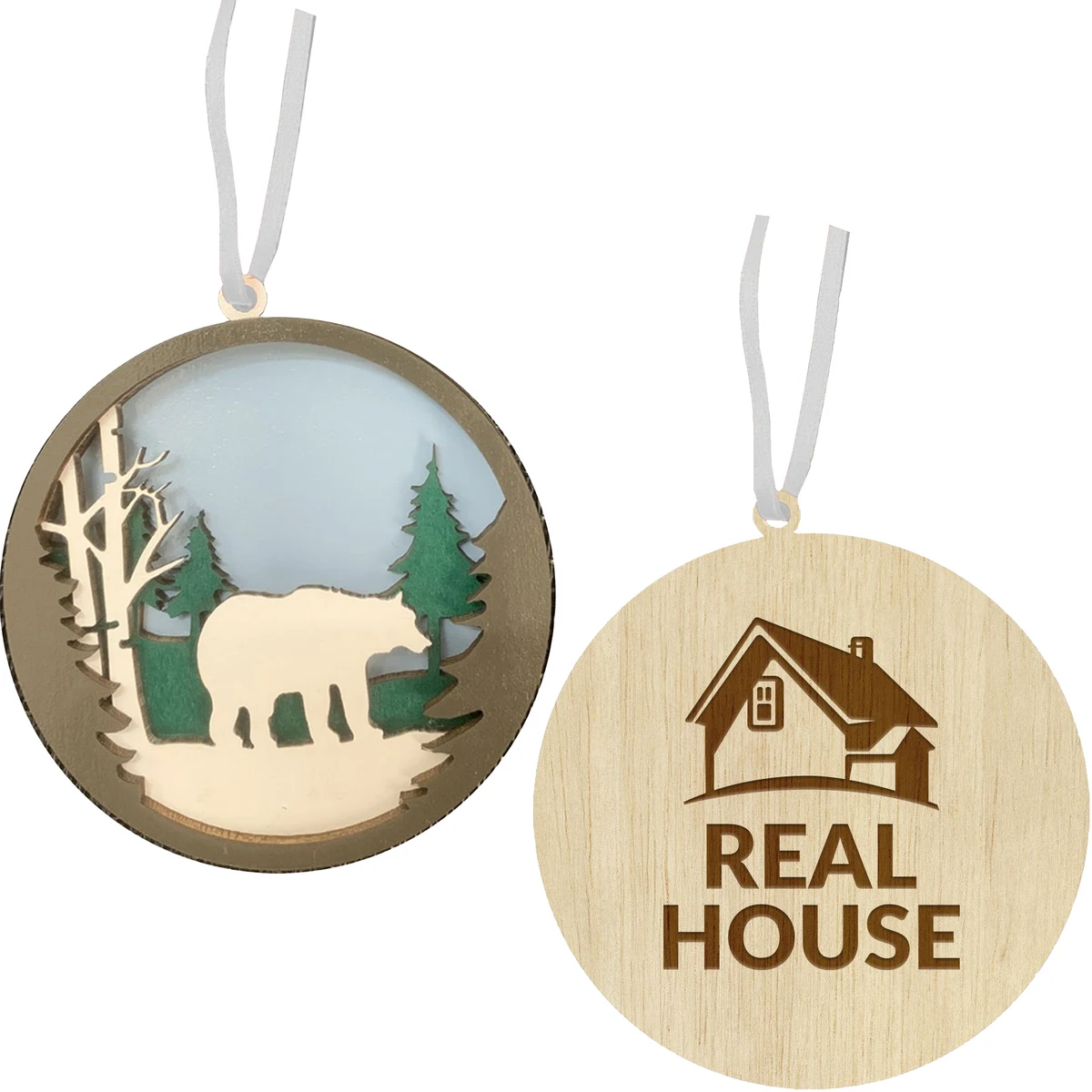Bear In Woods Layered Wood Ornament: Bear in Woods 1