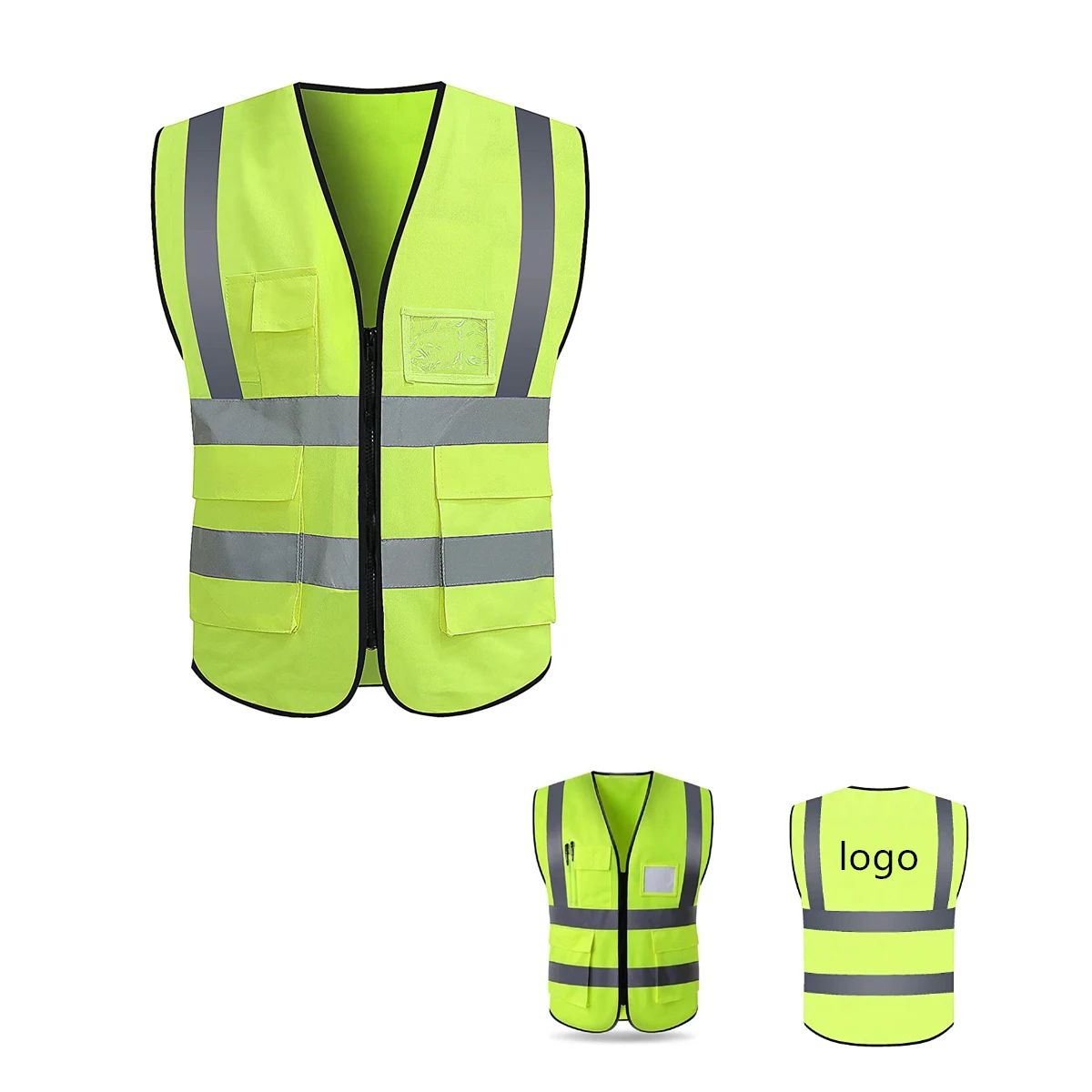 Visibility Reflective Safety Vest with Pockets and Zipper 1