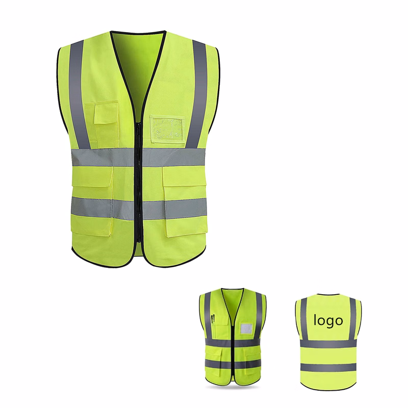 Visibility Reflective Safety Vest with Pockets and Zipper